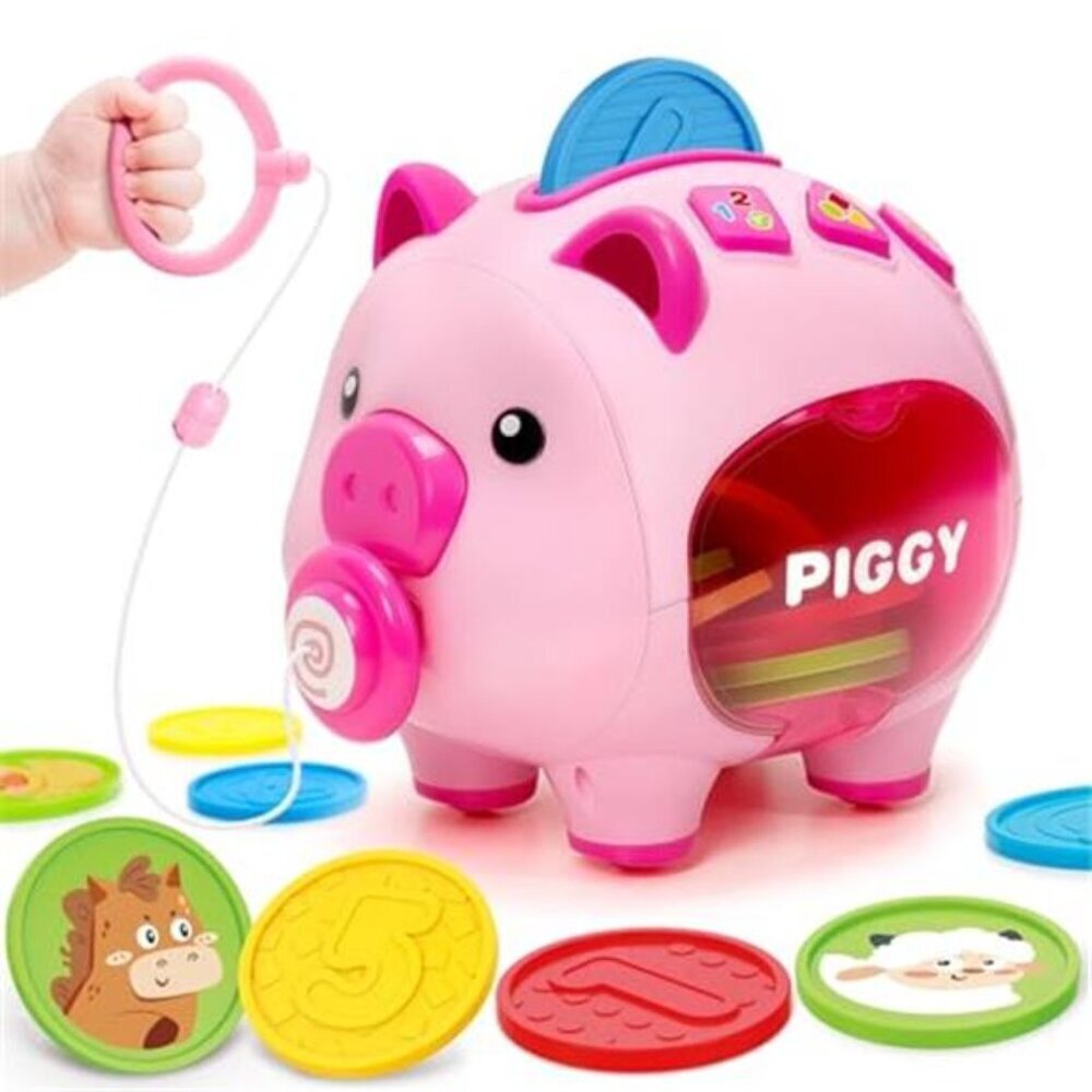 Musical Piggy Toys for 1 Year Old Girl Gift, Piggy Bank with Educational